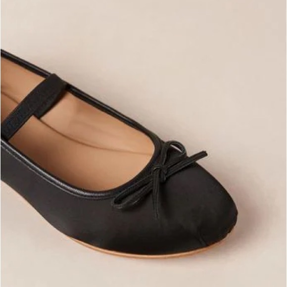 Free People ALOHAS Black Satin Mary Jane Ballet Flats - Picture 2 of 3